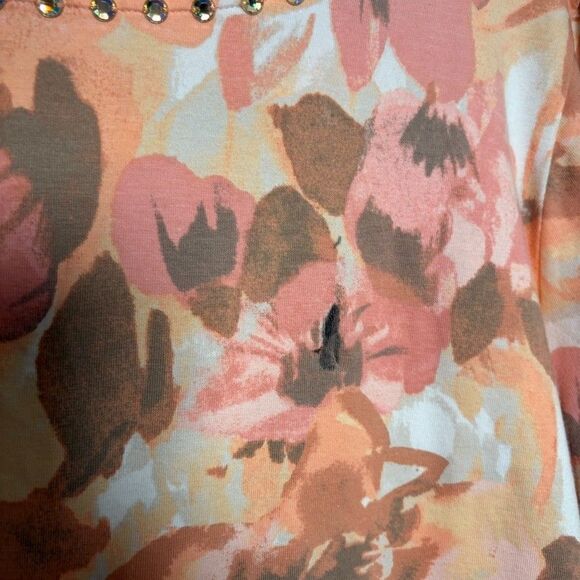 Ruby Rd Blouse Women's 1X Round Neck Beaded Colorful Artsy Floral Top NWT - Picture 10 of 10